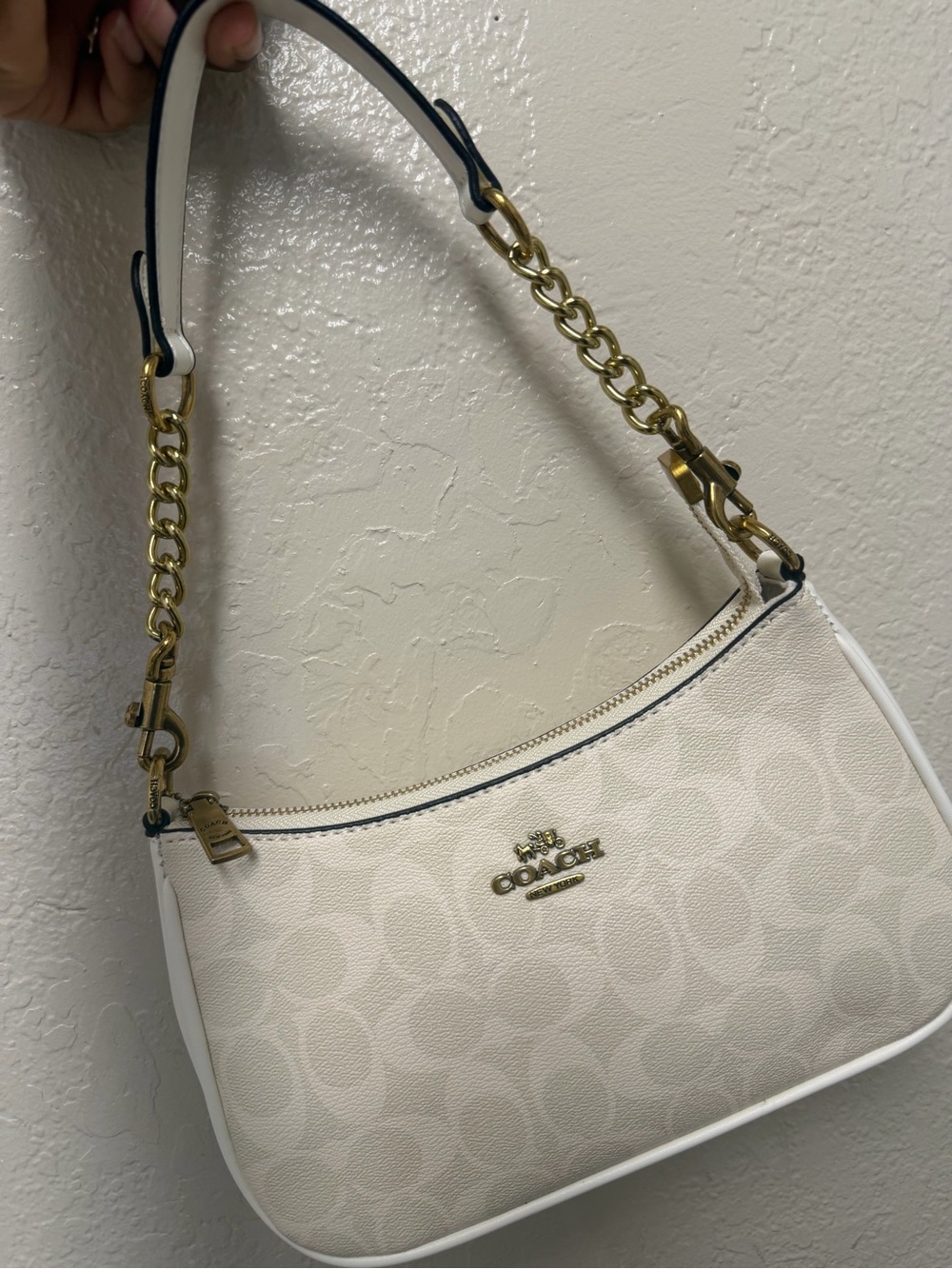 Coach White Signature Canvas Shoulder Bag
